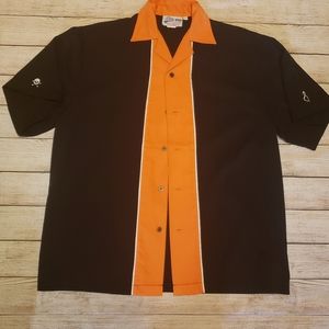 NWOT Black & Orange Bowlers Shirt. Men's Large. Never worn